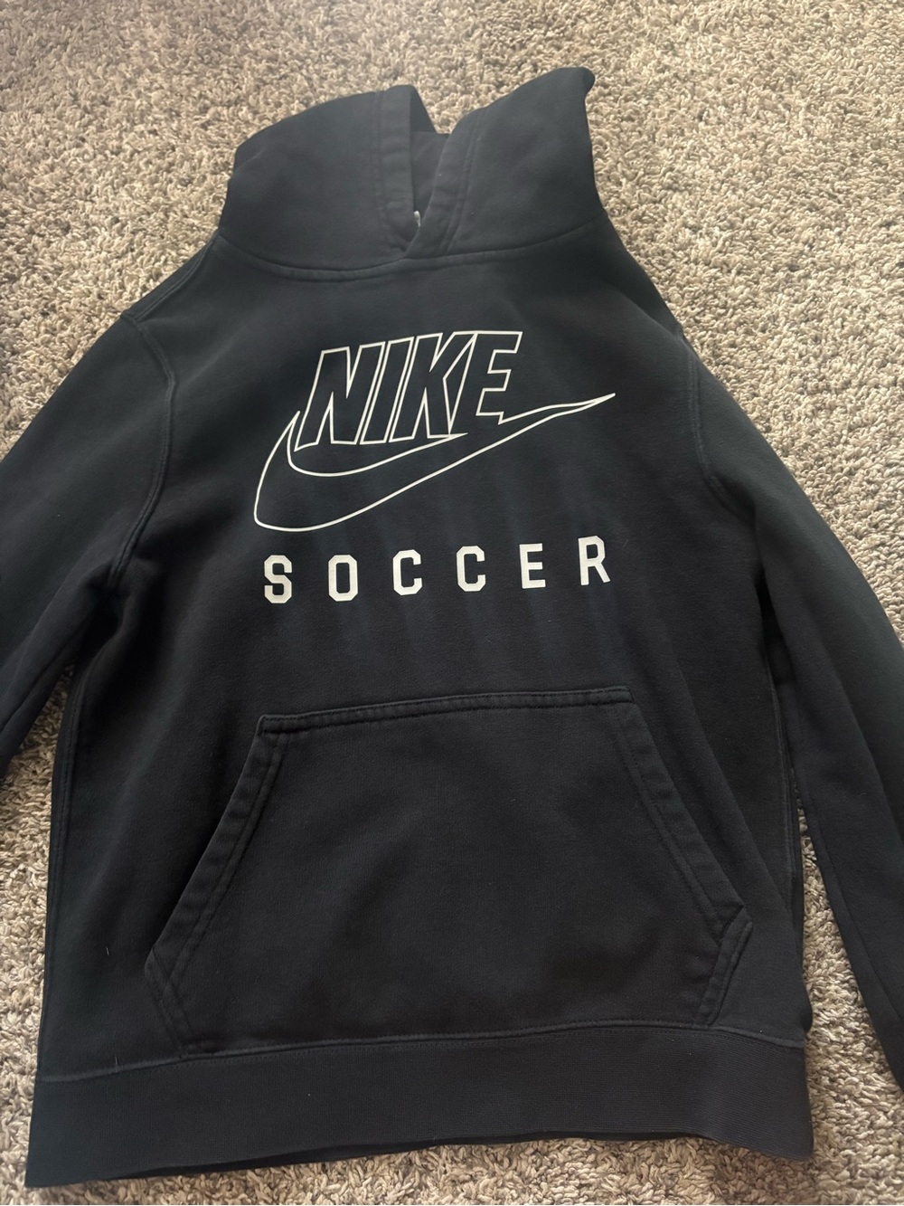Nike Black Soccer Pullover Hoodie with White Logo